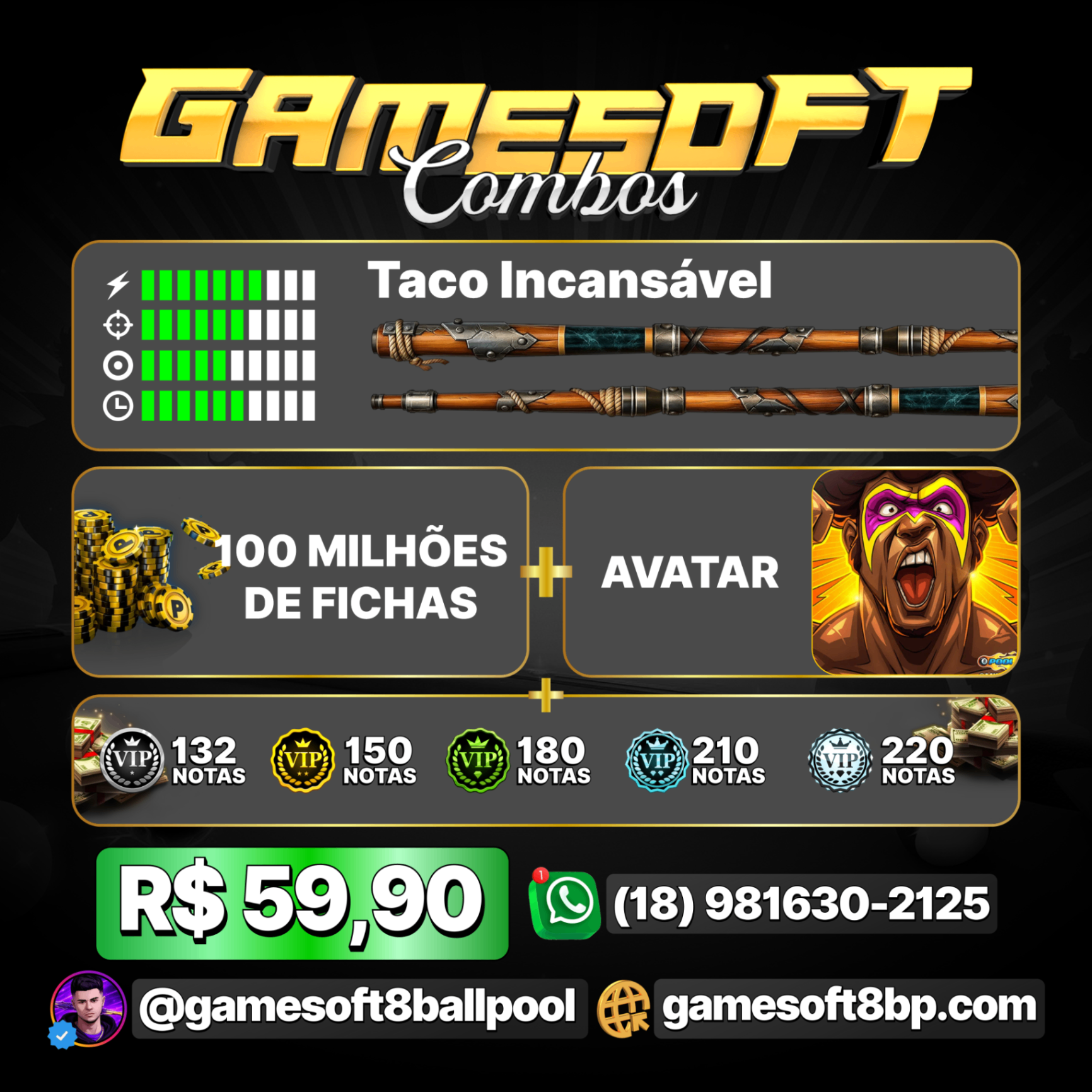 100 MILHÕES + TACO INSCANSÁVEL + AVATAR + NOTAS